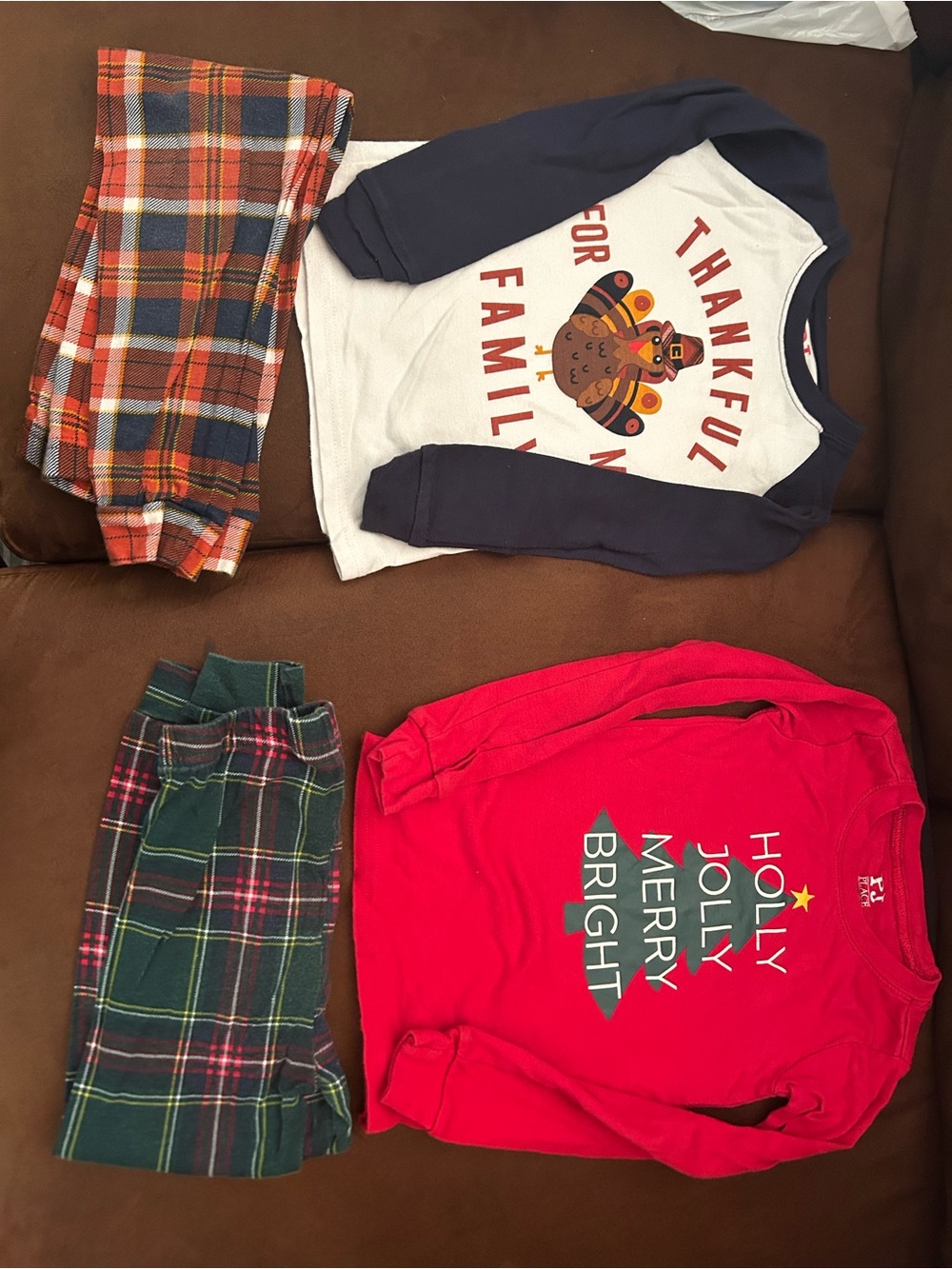 Lot of 2: Kids Thanksgiving, Christmas Pajama Sets (3T)